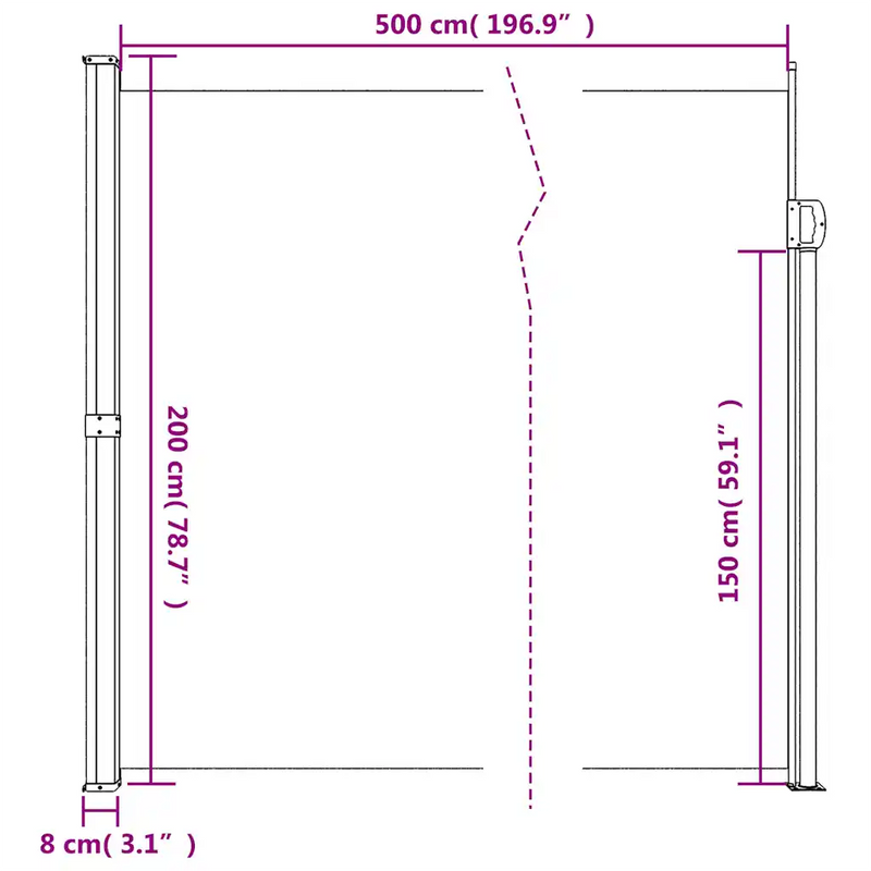 Retractable Side Awning Taupe 200x500 cm