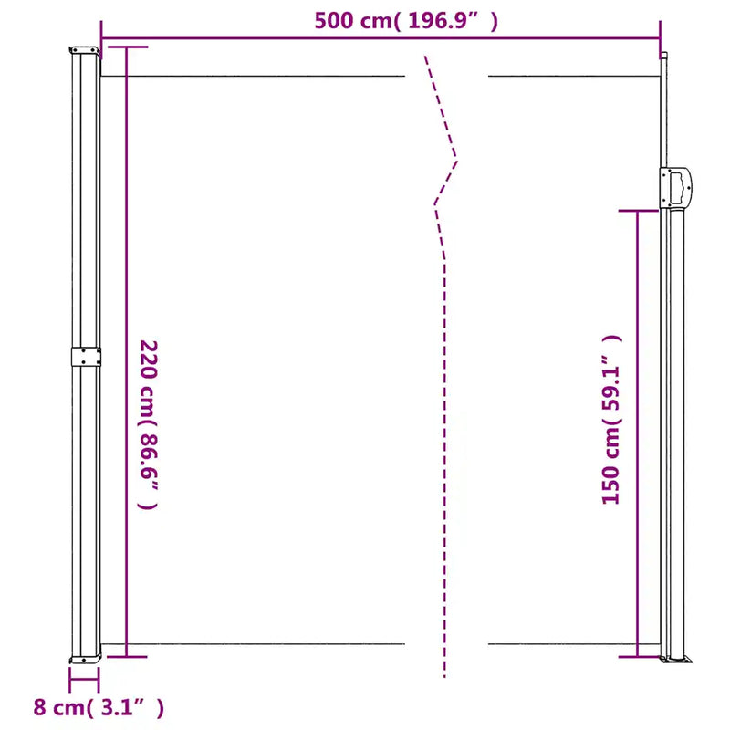 Retractable Side Awning Cream 220x500 cm