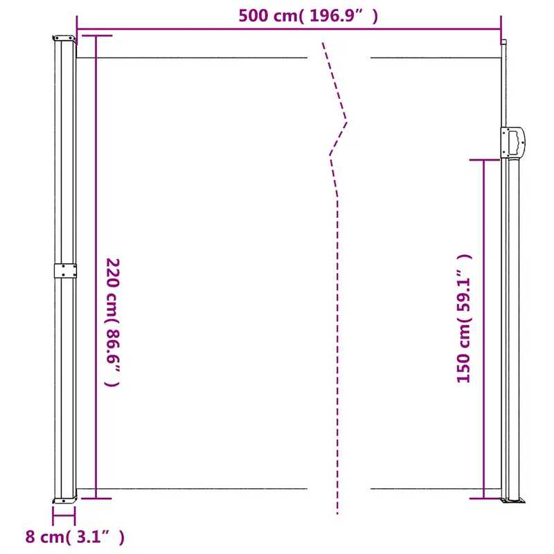 Retractable Side Awning Taupe 220x500 cm