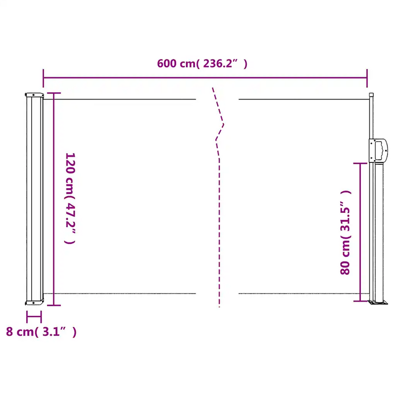 Retractable Side Awning Black 120x600 cm