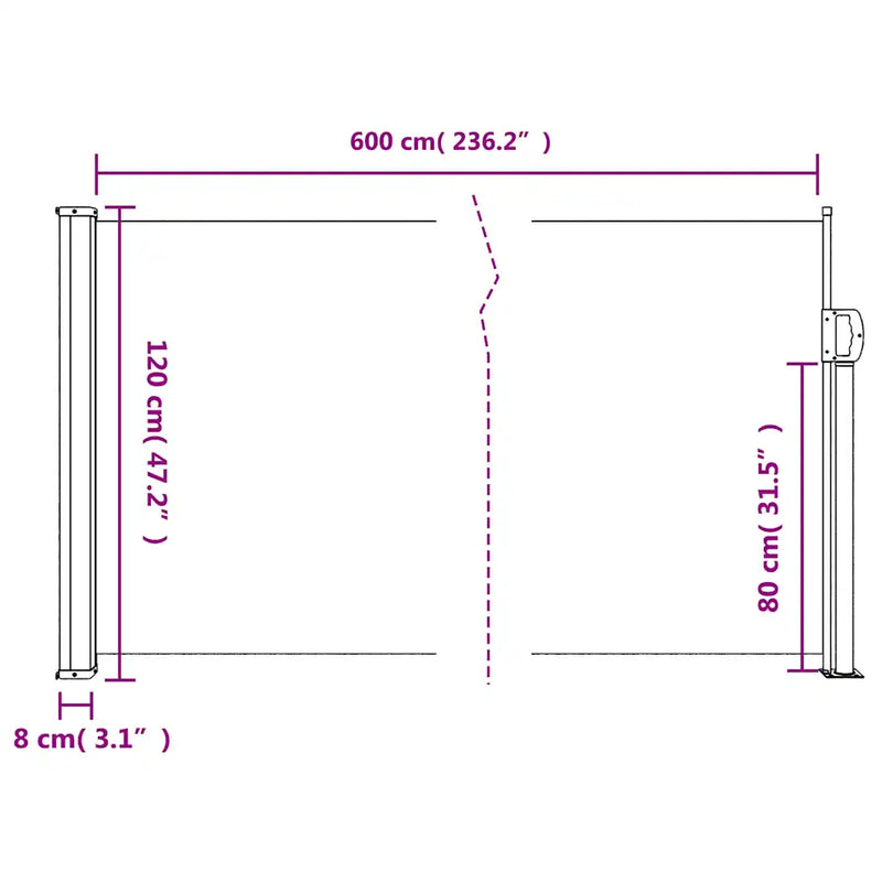 Retractable Side Awning Taupe 120x600 cm