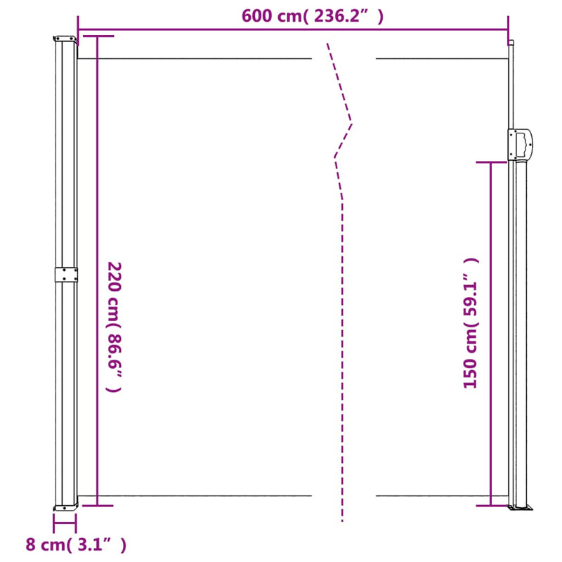 vidaXL Retractable Side Awning Anthracite 220x600 cm