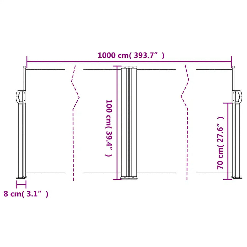 Retractable Side Awning Anthracite 100x1000 cm