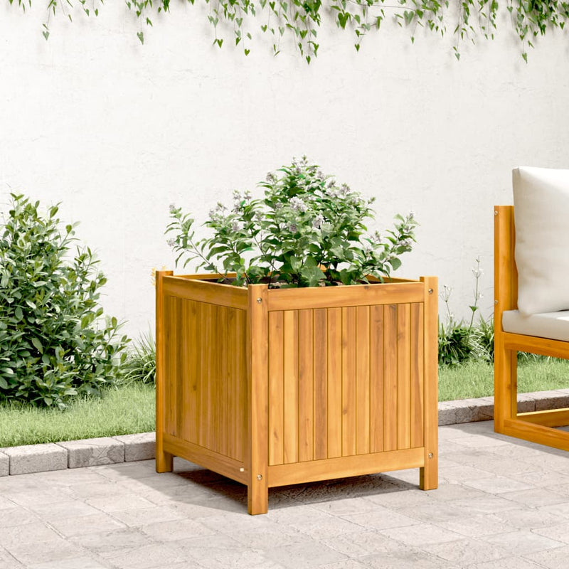 vidaXL Garden Planter with Liner 50x50x50 cm Solid Wood Acacia