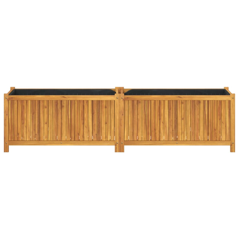 vidaXL Garden Planter with Liner 199x38.5x50 cm Solid Wood Acacia
