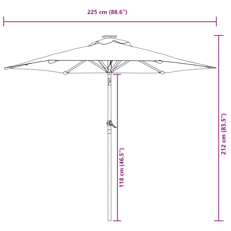 Garden Parasol with Steel Pole Green 225x225x212 cm