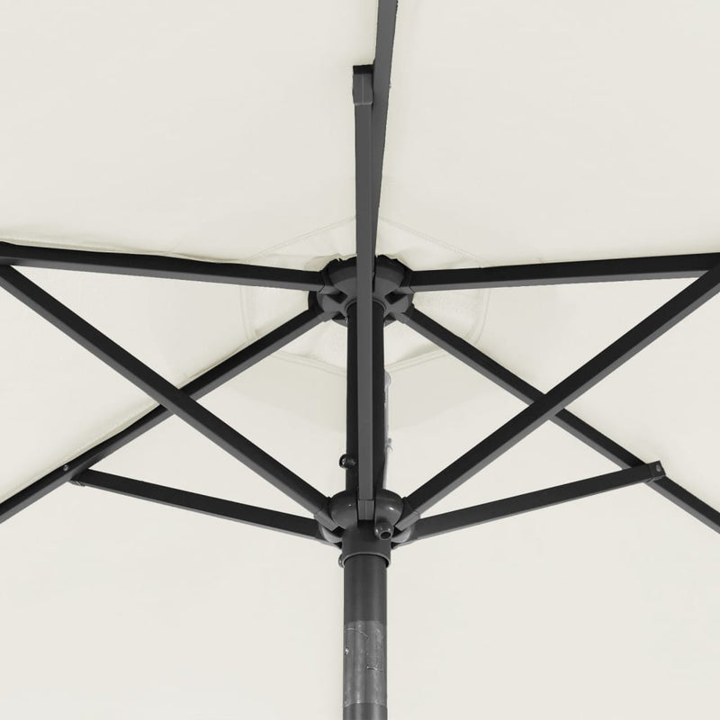 Garden Parasol with LEDs and Steel Pole White 225x225x212cm