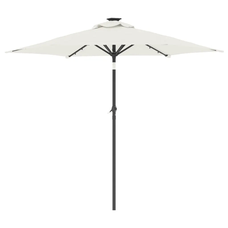Garden Parasol with LEDs and Steel Pole White 225x225x212cm