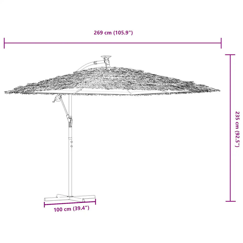 Garden Parasol with Steel Pole Brown 269x269x235 cm