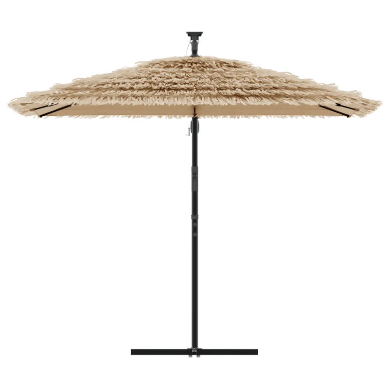 Garden Parasol with LEDs and Steel Pole Brown 269x269x235 cm