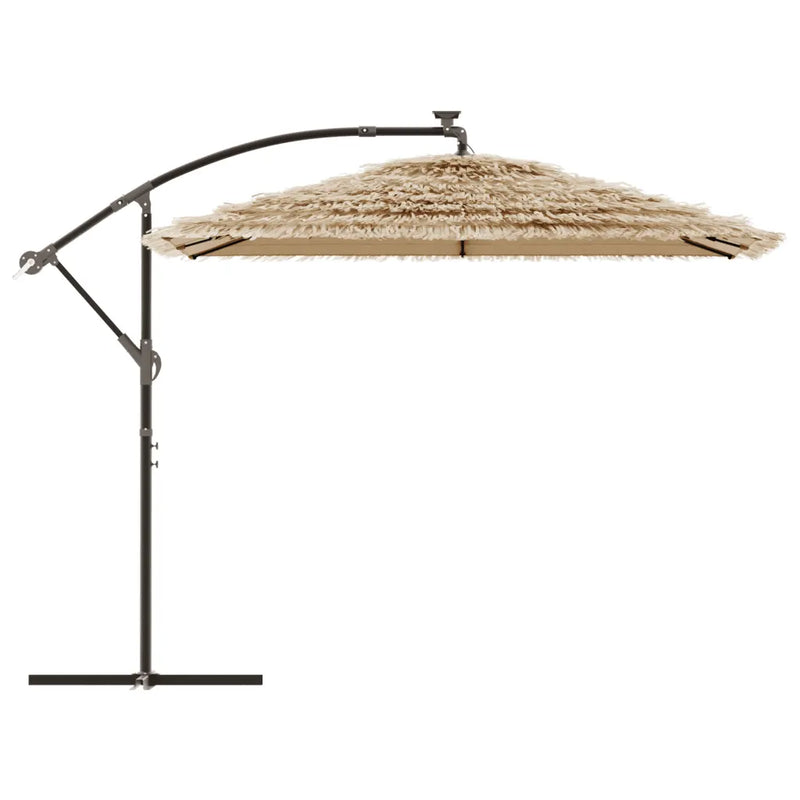 Garden Parasol with LEDs and Steel Pole Brown 269x269x235 cm