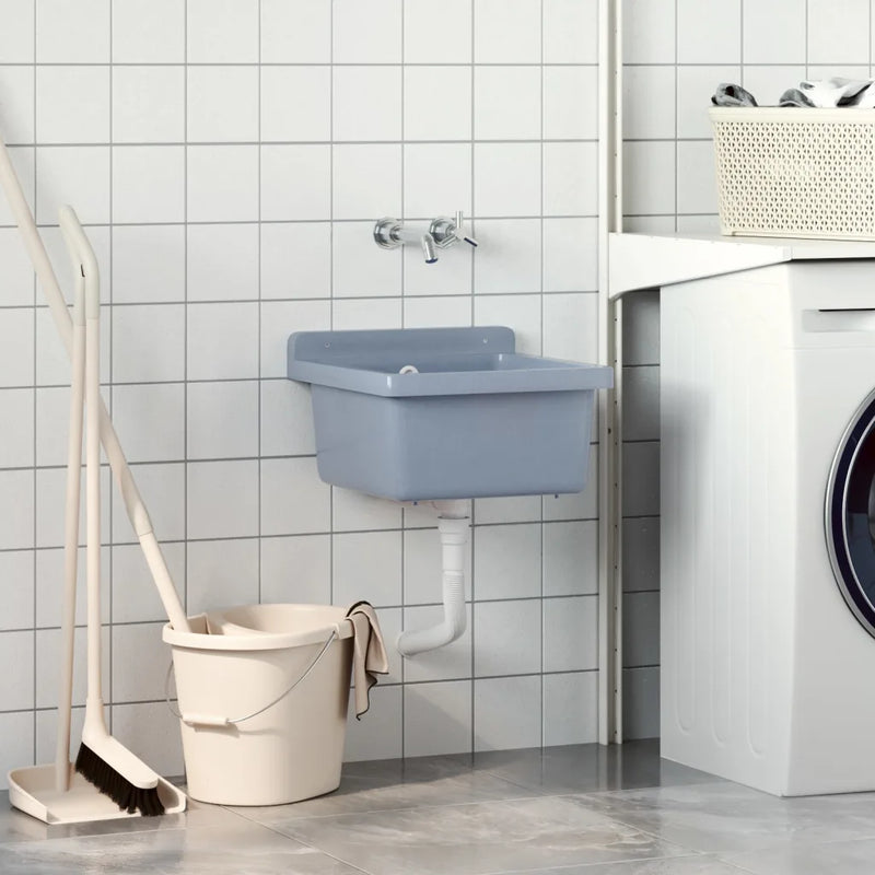 Sink Washbasin for Wall Mounting Grey 40x40x24 cm Resin