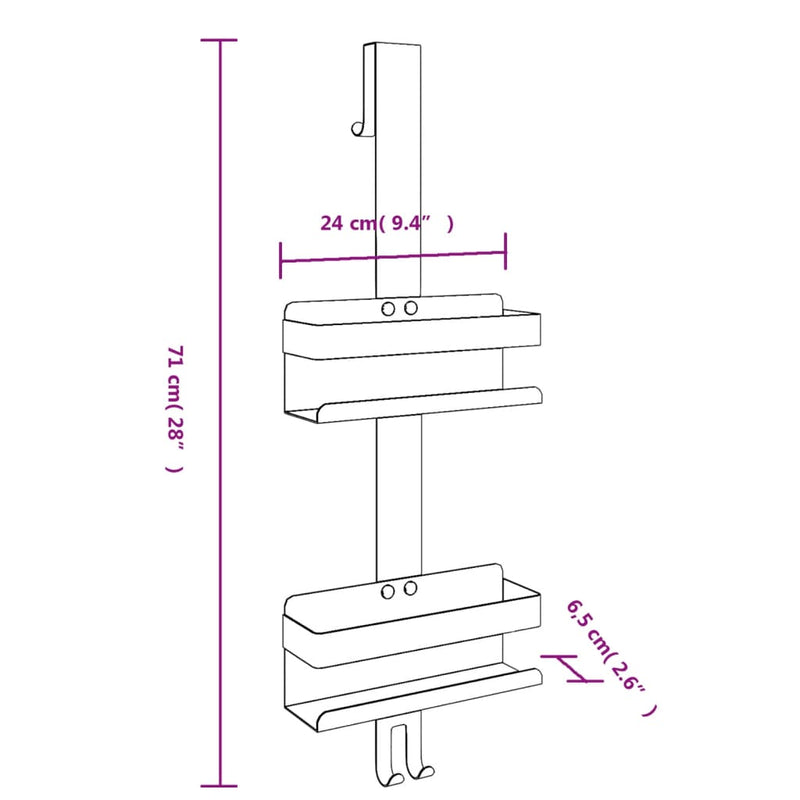 vidaXL Hanging Shower Caddy Brushed 304 Stainless Steel