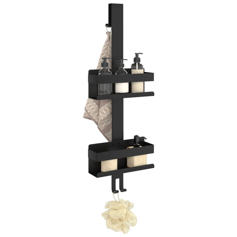 vidaXL Hanging Shower Caddy Matt Black Brushed 304 Stainless Steel