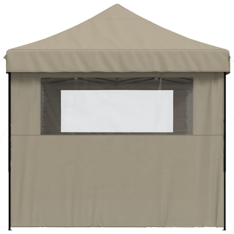 vidaXL Foldable Party Tent Pop-Up with 3 Sidewalls Taupe