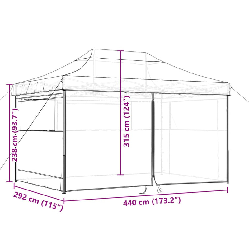 vidaXL Foldable Party Tent Pop-Up with 4 Sidewalls Taupe
