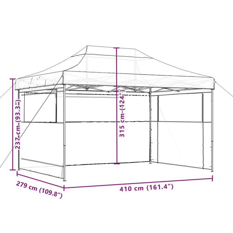 vidaXL Foldable Party Tent Pop-Up with 3 Sidewalls Green