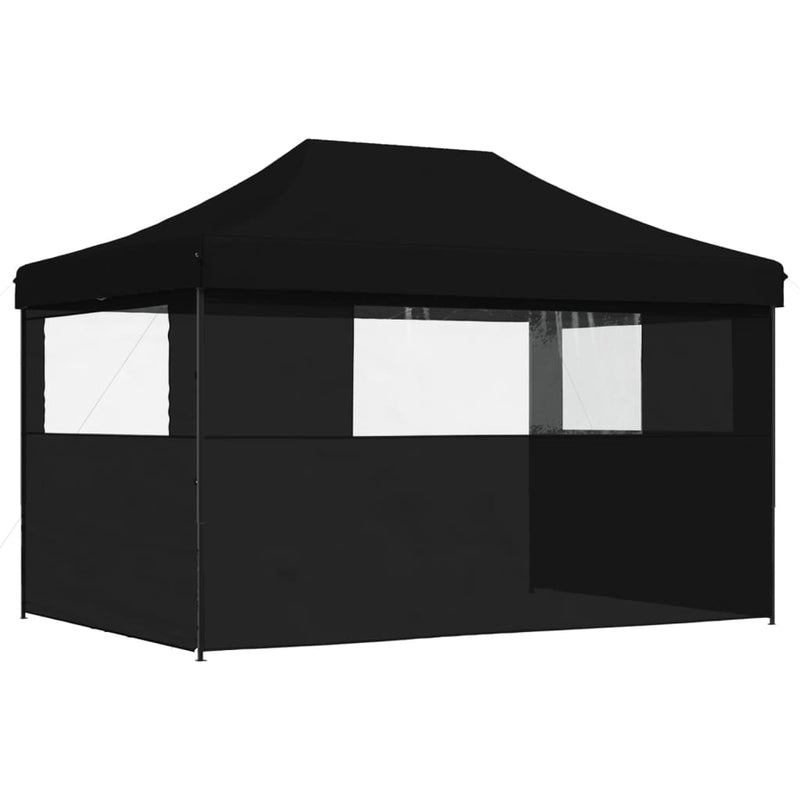 vidaXL Foldable Party Tent Pop-Up with 3 Sidewalls Black