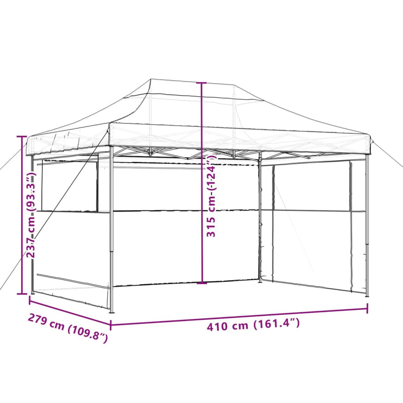 vidaXL Foldable Party Tent Pop-Up with 3 Sidewalls Black