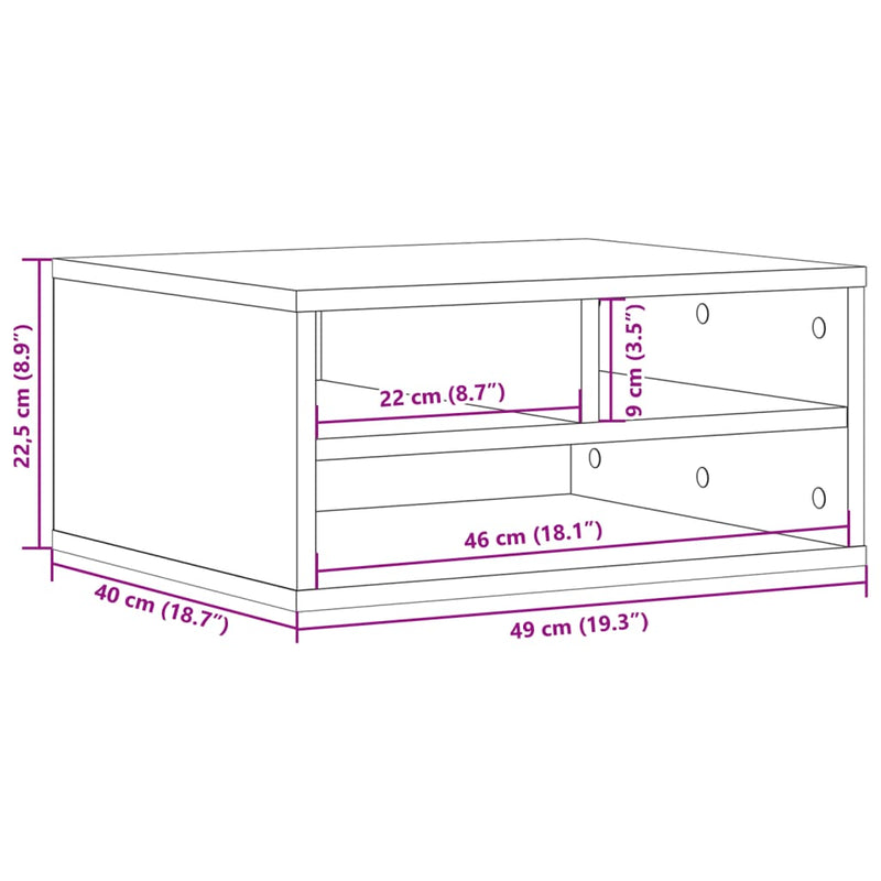 vidaXL Printer Stand White 49x40x22.5 cm Engineered Wood