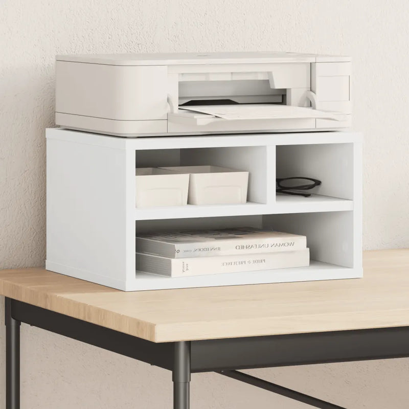 Printer Stand White 40x32x22.5 cm Engineered Wood