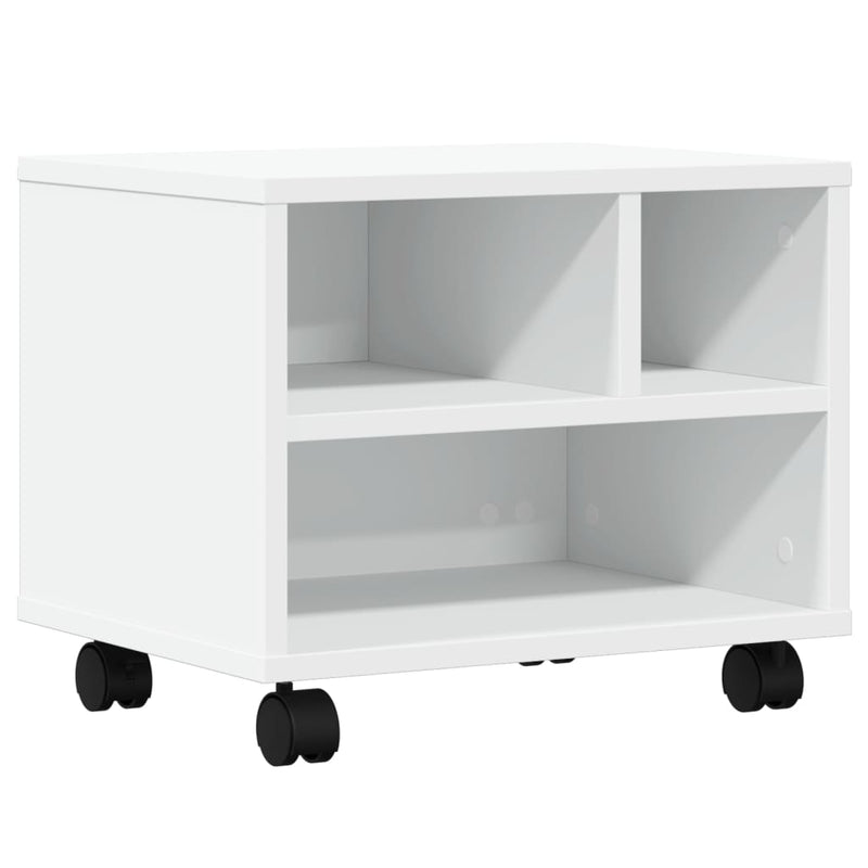 vidaXL Printer Stand with Wheels White 41x32x34.5 cm