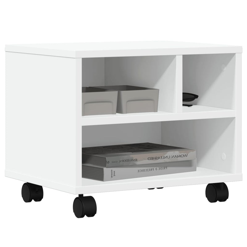 vidaXL Printer Stand with Wheels White 41x32x34.5 cm