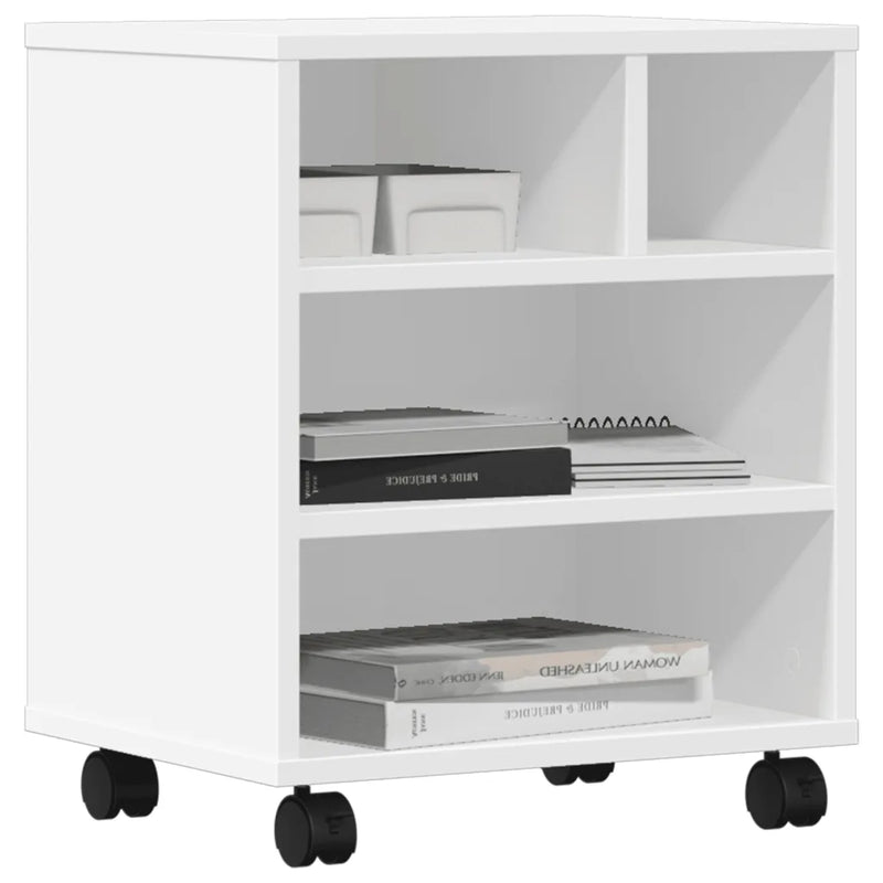 Printer Stand with Wheels White 41x32x48 cm