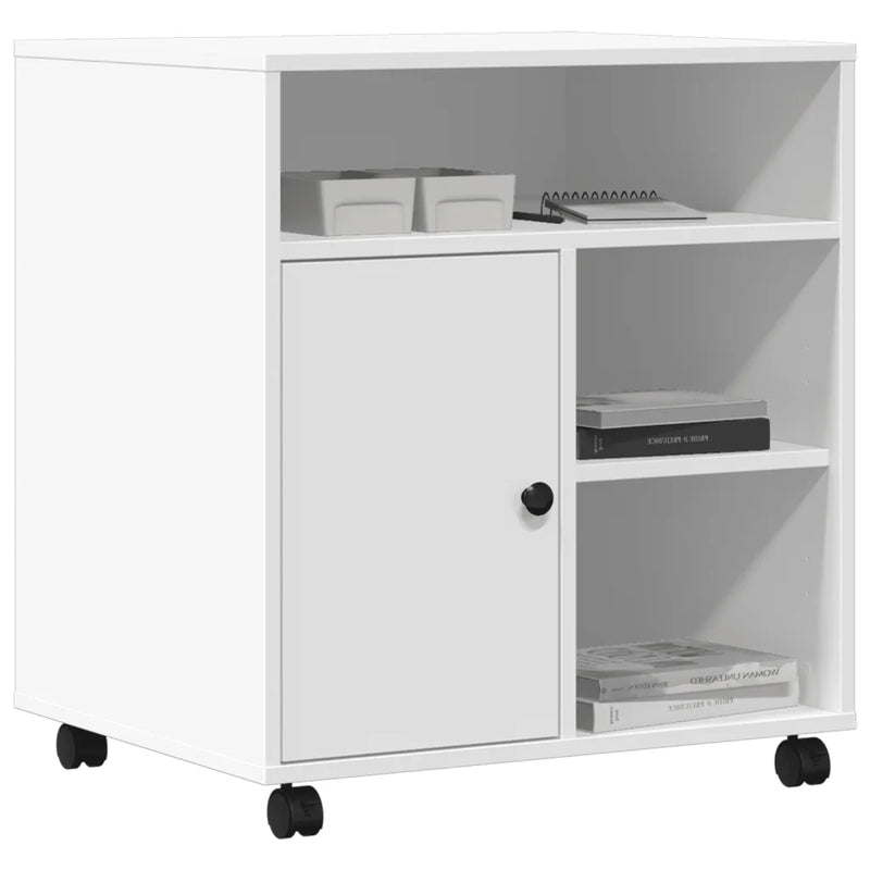 Printer Stand with Wheels White 60x50x67 cm
