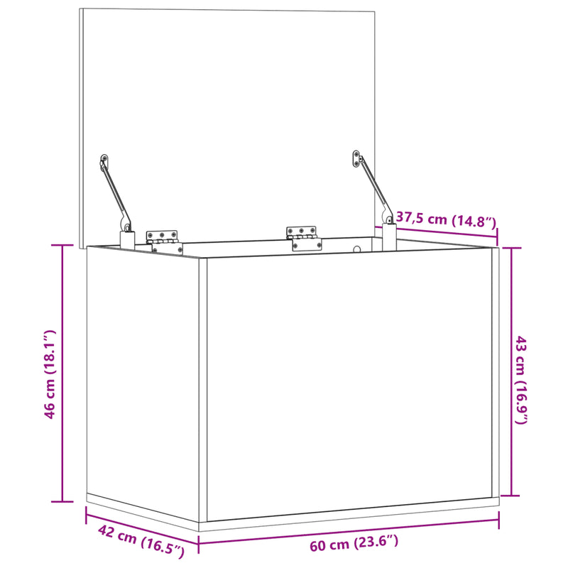 Storage Box White 60x42x46 cm Engineered Wood