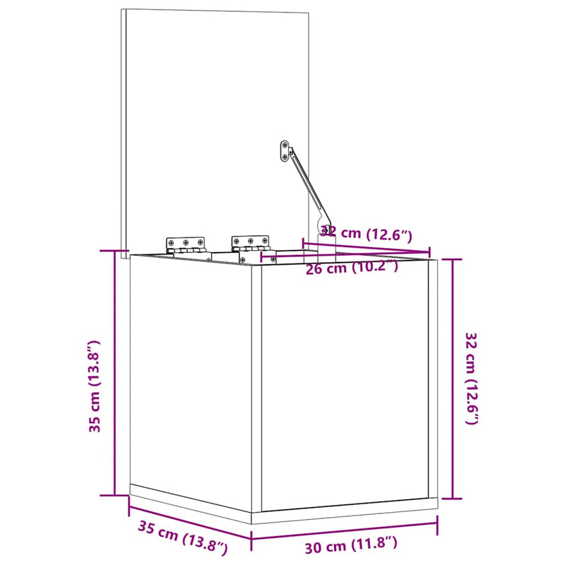 vidaXL Storage Box White 30x35x35 cm Engineered Wood