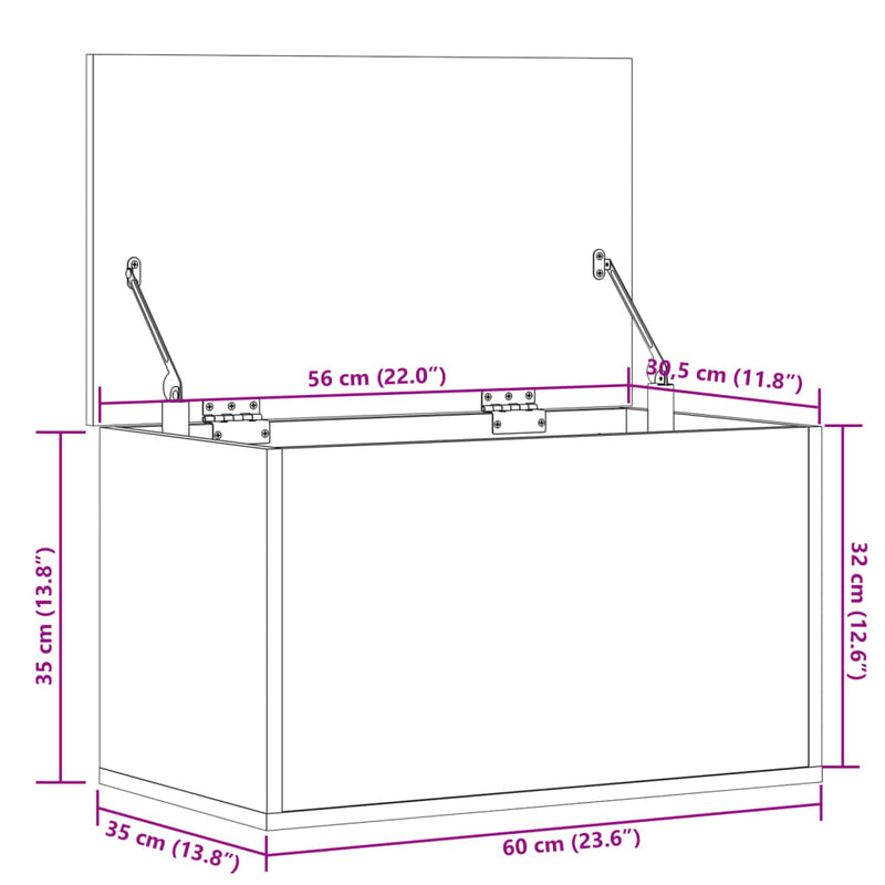 vidaXL Storage Box White 60x35x35 cm Engineered Wood