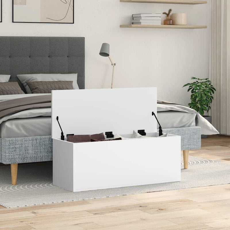 vidaXL Storage Box White 90x35x35 cm Engineered Wood