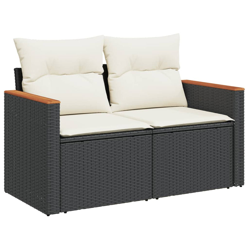 vidaXL 12 Piece Garden Sofa Set with Cushions Black Poly Rattan