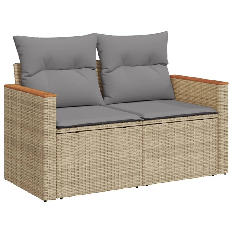 vidaXL 7 Piece Garden Sofa Set with Cushions Mix Beige Poly Rattan
