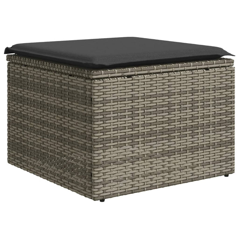vidaXL 10 Piece Garden Sofa Set with Cushions Grey Poly Rattan
