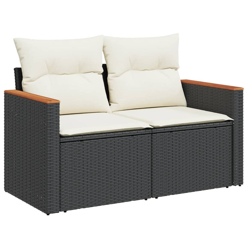 vidaXL 13 Piece Garden Sofa Set with Cushions Black Poly Rattan