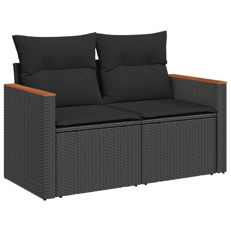 vidaXL 14 Piece Garden Sofa Set with Cushions Black Poly Rattan