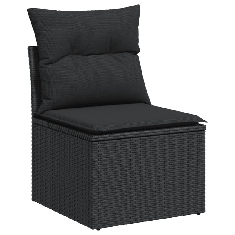 vidaXL 14 Piece Garden Sofa Set with Cushions Black Poly Rattan