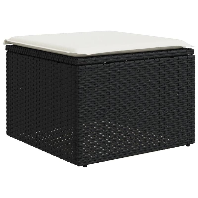 vidaXL 10 Piece Garden Sofa Set with Cushions Black Poly Rattan