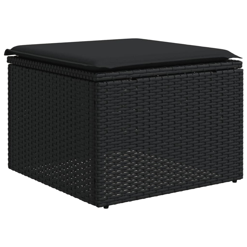 vidaXL 11 Piece Garden Sofa Set with Cushions Black Poly Rattan