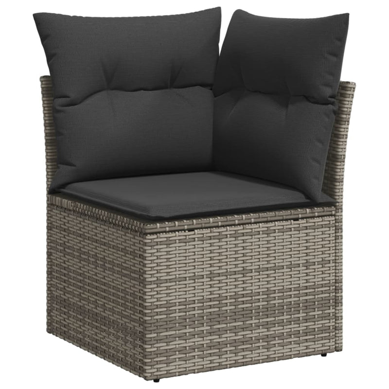 5 Piece Garden Sofa Set with Cushions Grey Poly Rattan