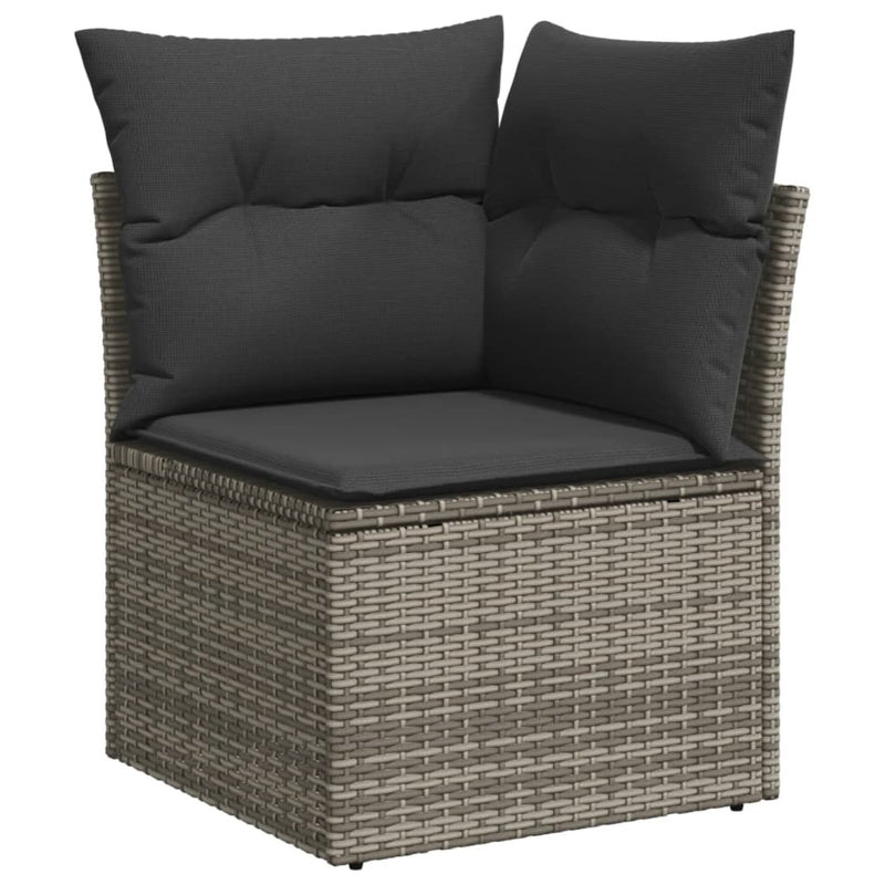 5 Piece Garden Sofa Set with Cushions Grey Poly Rattan