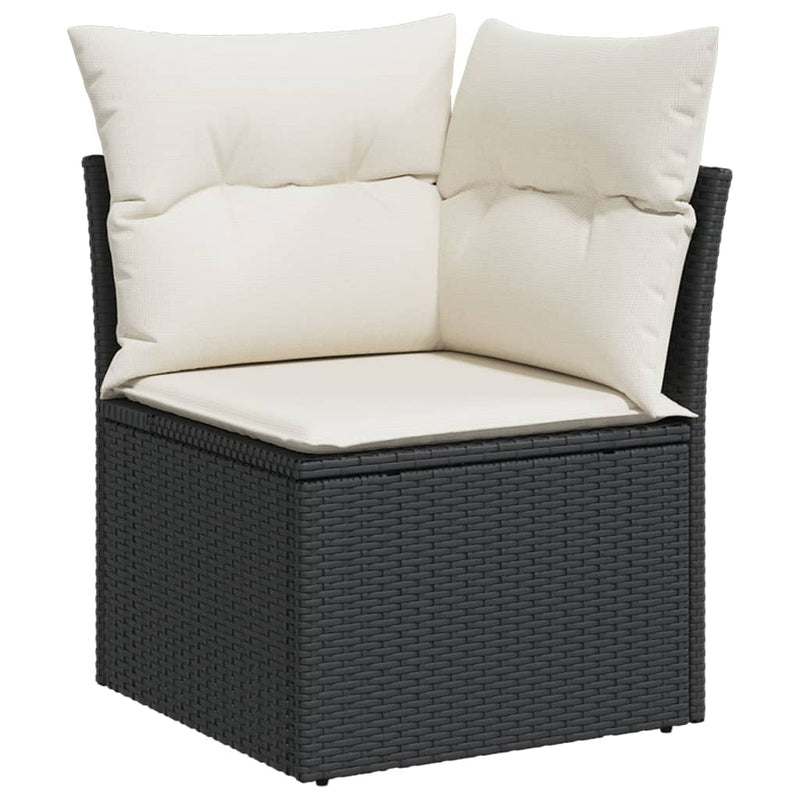 vidaXL 7 Piece Garden Sofa Set with Cushions Black Poly Rattan