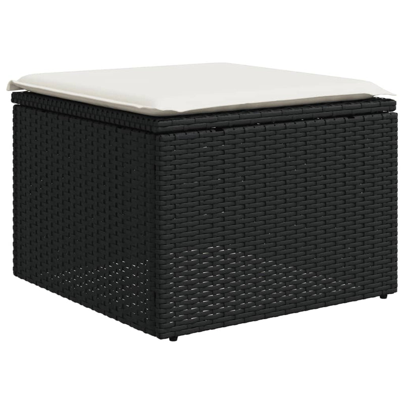 vidaXL 7 Piece Garden Sofa Set with Cushions Black Poly Rattan