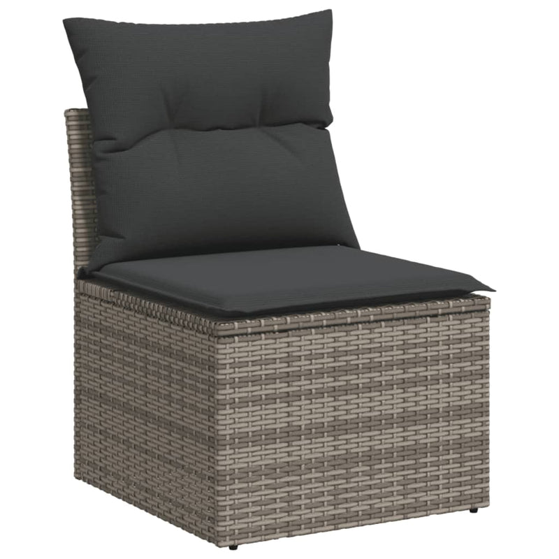 3 Piece Garden Sofa Set with Cushions Grey Poly Rattan