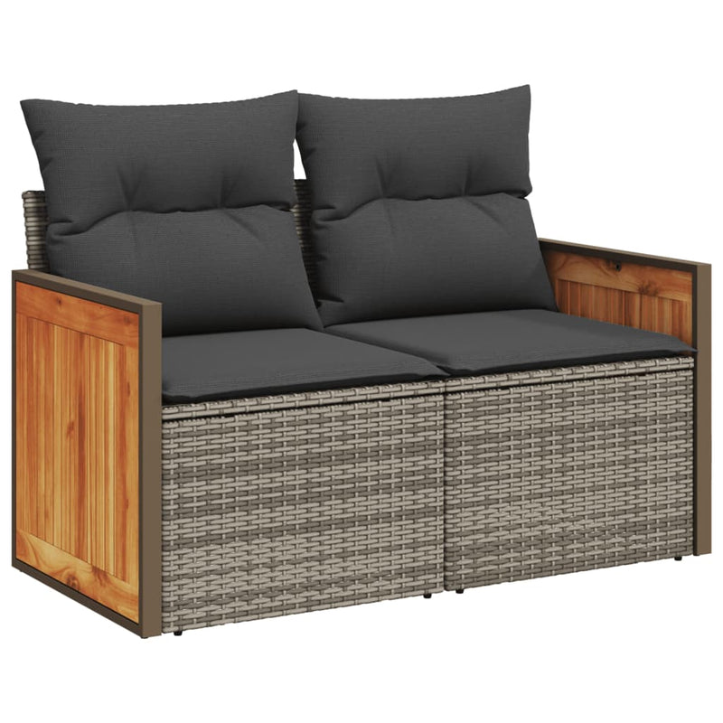 3 Piece Garden Sofa Set with Cushions Grey Poly Rattan