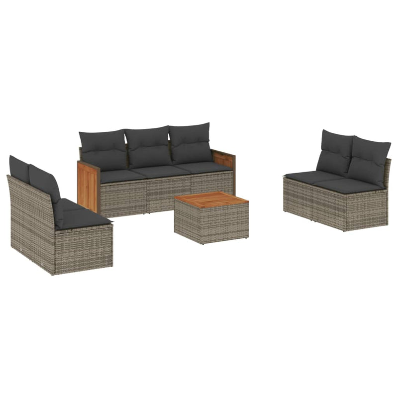 8 Piece Garden Sofa Set with Cushions Grey Poly Rattan