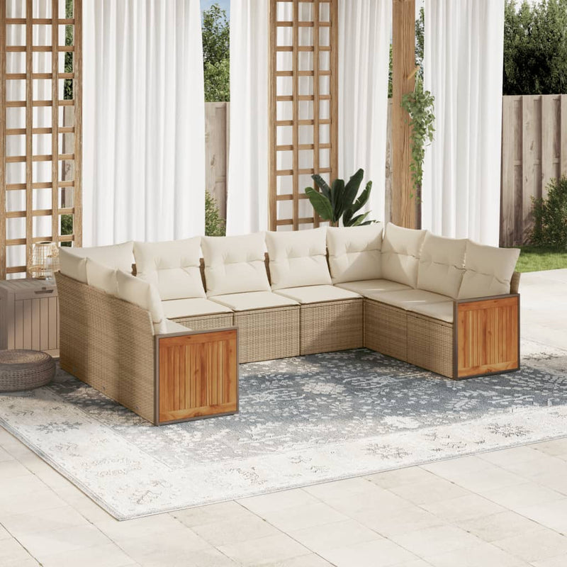 vidaXL 9 Piece Garden Sofa Set with Cushions Grey Poly Rattan