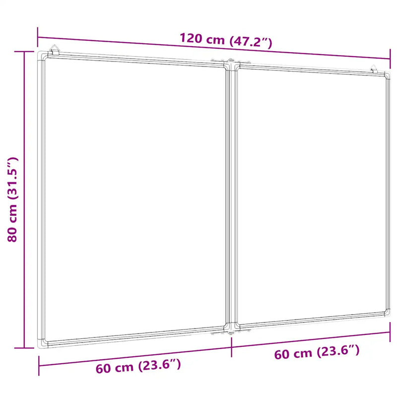 Magnetic Whiteboard Foldable 120x80x1.7 cm Aluminium